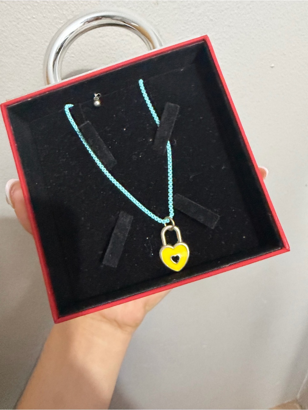 & Other Stories Yellow Heart Lock Pendant on Turquoise Chain